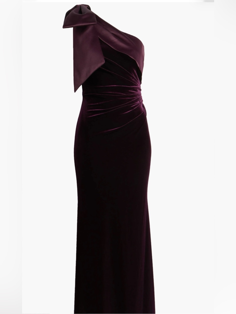 Eliza J Burgundy Plum Velvet One-Shoulder Gown w Satin Bow Sz 10 from Nordstrom